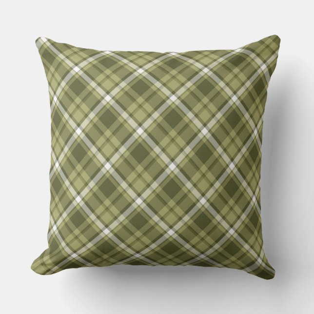 Coussin réversible plaqué blanc/olive (Recto)