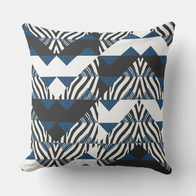 Coussin réversible Poster de animal bleu/noir (Recto)