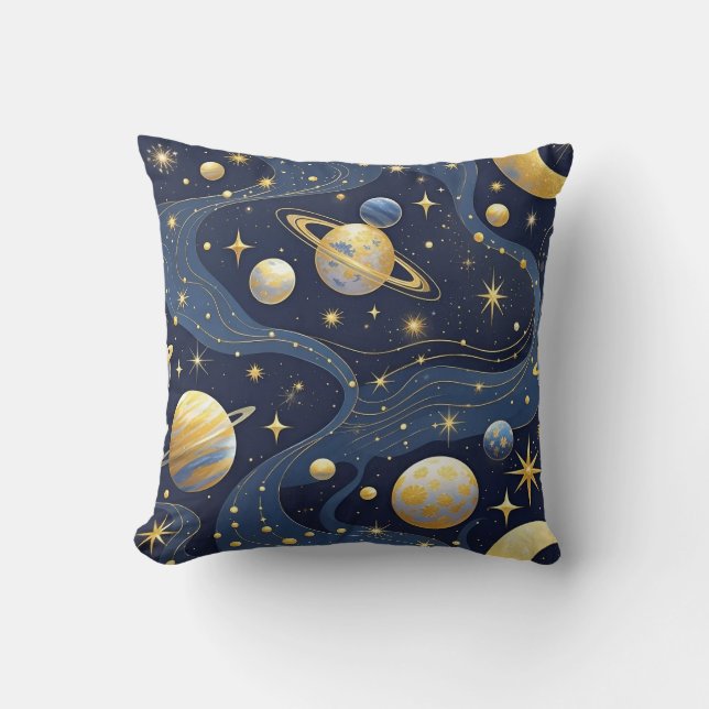 Coussin Rêves célestes – Motif cosmique abstrait sans fin (Recto)