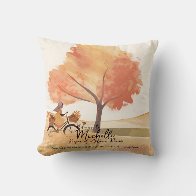 Coussin Rêves d'Automne Fille Personnalisée  (Recto)