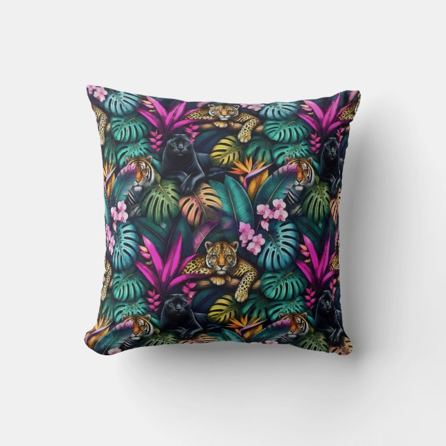 Coussin Rêves de grand félin motif de surface transparente (Recto)