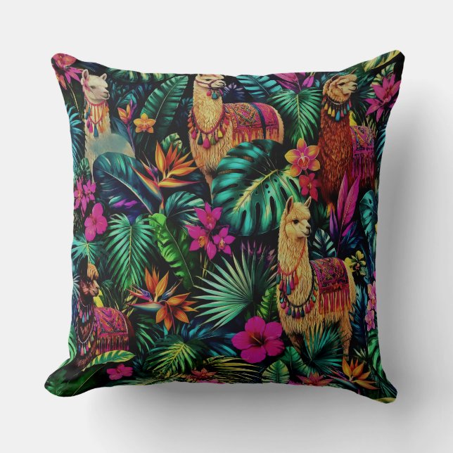 Coussin Rêves de jungle de lama Motif de surface transpare (Recto)
