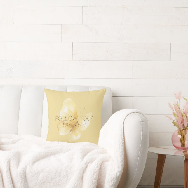 Coussin Rêves de Papillon Jaune (Canapé)
