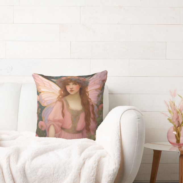 Coussin Rêves Enchanteurs : Un Portrait De Fée Rose Whimsi (Canapé)