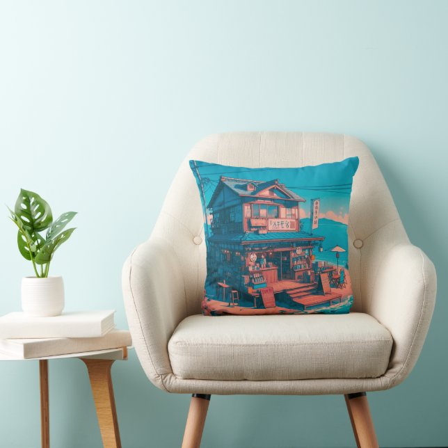Coussin Rêves Lofi au Bord de Mer (Chaise)