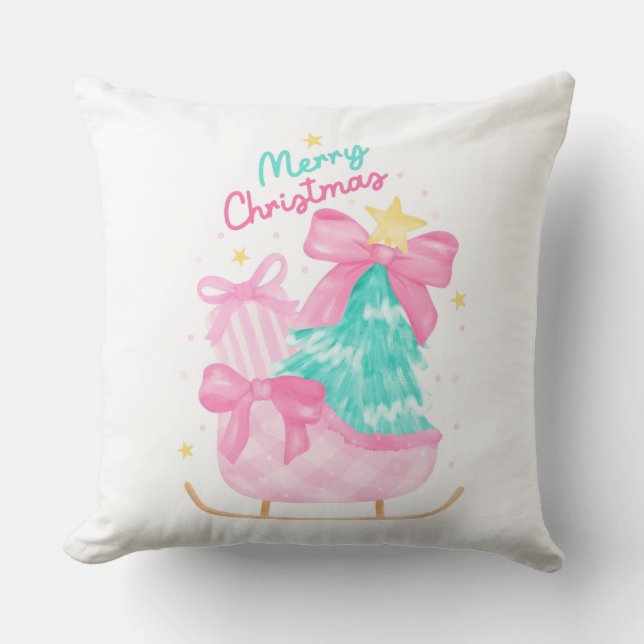 Coussin rêves pastel bleu, rose et jaune cadeau discret (Recto)
