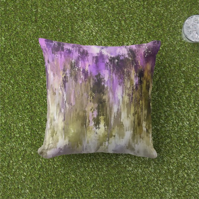 Coussin Rêves violets et cieux olivâtres (Herbe)