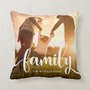 Coussin Revêtement blanc tendance Votre photo de famille