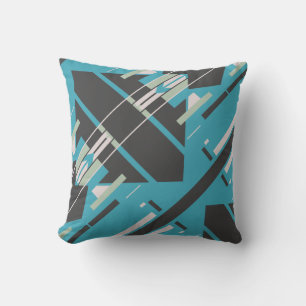 Coussin Revêtement d'art sud-ouest turquoise noir blanc di