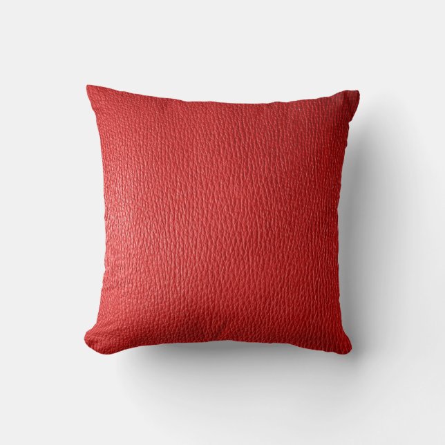Coussin Revêtement en cuir naturel rouge (Recto)