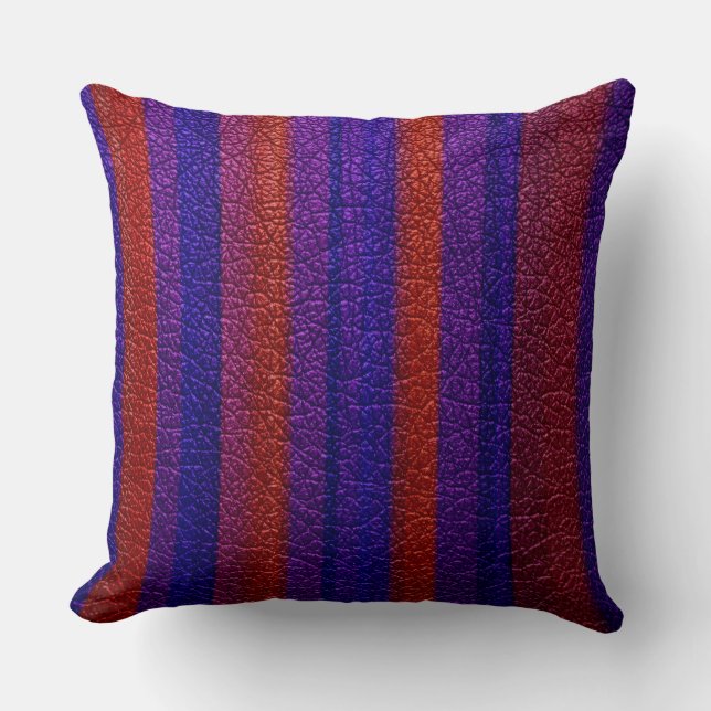 Coussin Revêtement en cuir rouge et violet (Recto)