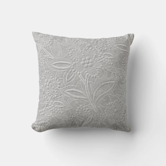 Coussin Revêtement floral gris (Recto)