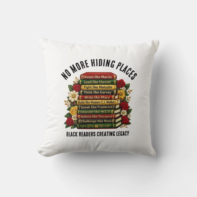 Coussin Rêvez comme Martin Black Heroes Lecteurs Livres (Recto)