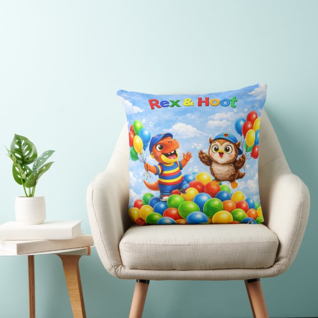 Coussin Rex and hoot ball pit adventure throw pillow (Chaise)