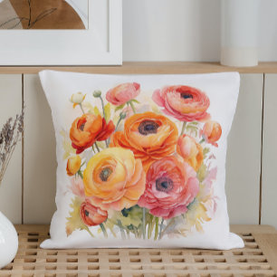 Coussin Rhapsodie de Renoncules à l'aquarelle