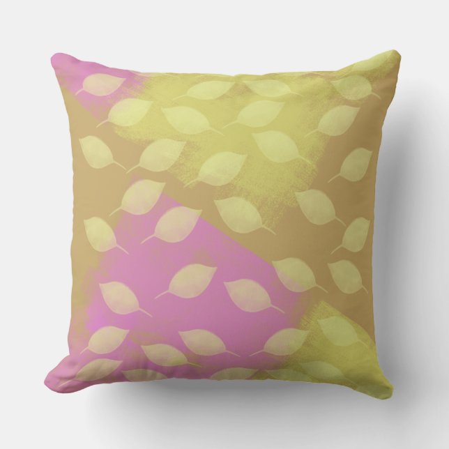 Coussin Rhapsodie en Abstrait Jaune, moutarde et violet (Recto)