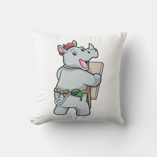 Coussin Rhino à la peinture avec des couleurs (Recto)