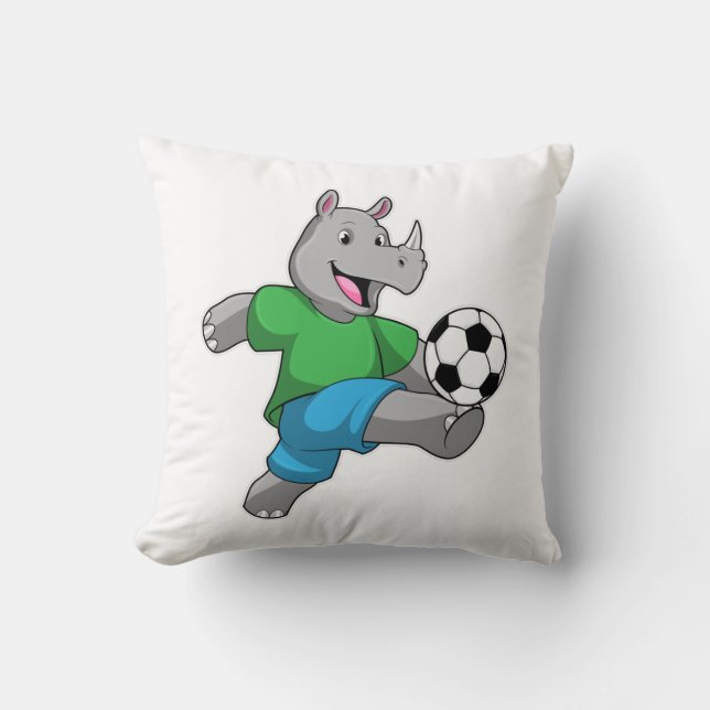 Coussin Rhino comme joueur de football avec Soccer (Recto)
