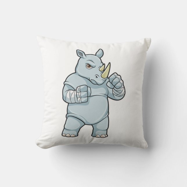 Coussin Rhinocéros en boxeur à la boxe (Recto)