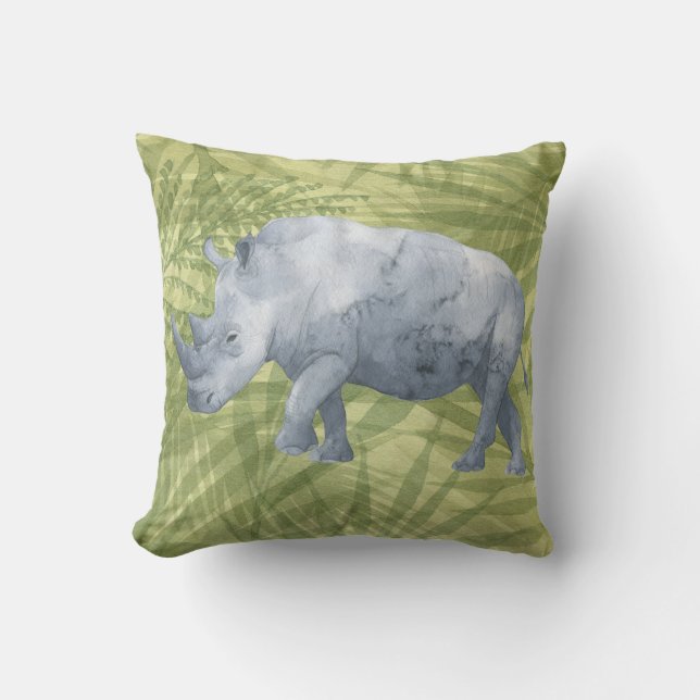 Coussin Rhinocéros majestueux aquarelle (Recto)