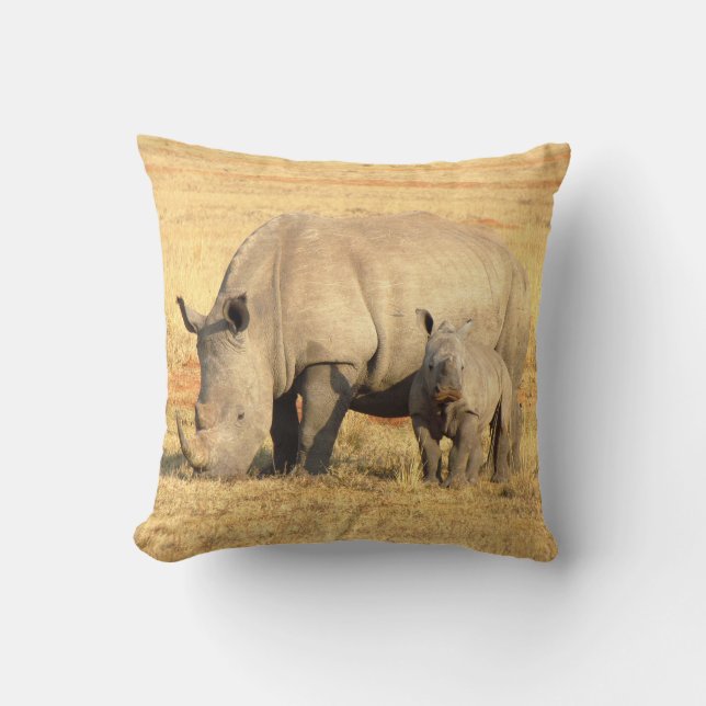Coussin rhinocéros mignons en afrique (Recto)