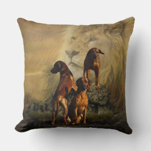 Coussin Rhodesian Ridgeback avec Lion