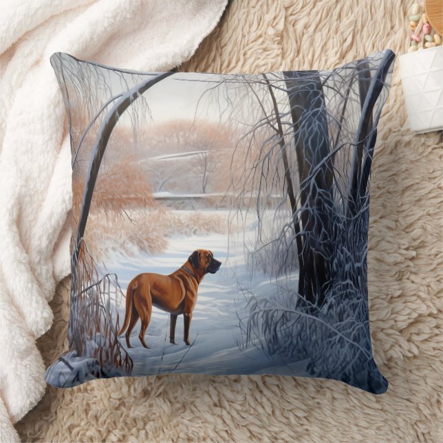 Coussin Rhodesian Ridgeback Laisser Neige Noël (Couverture)