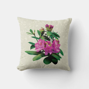 Coussin Rhododendrons magenta avec bourgeons