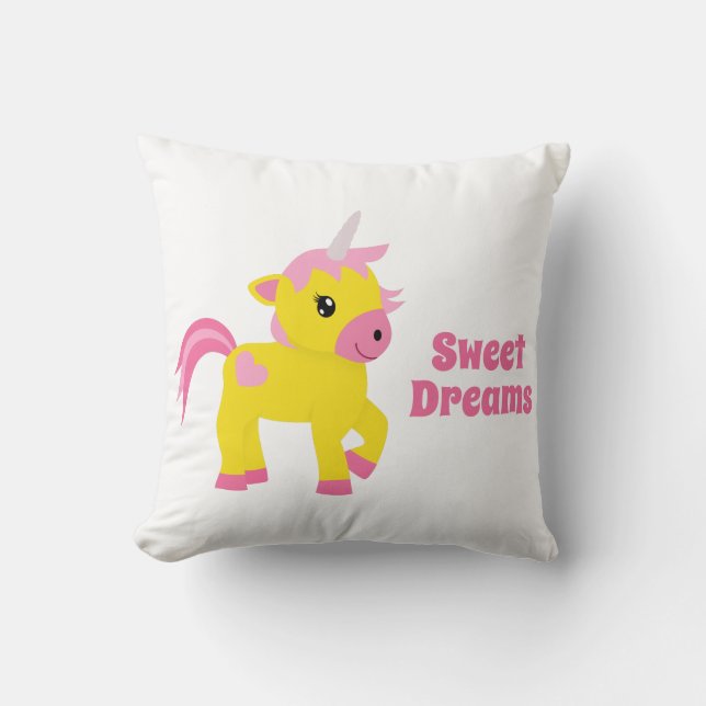 Coussin Rhubarb et Custard Unicorn (Recto)