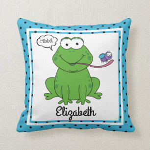 Coussin Ribbit la grenouille, nom personnalisé de W de