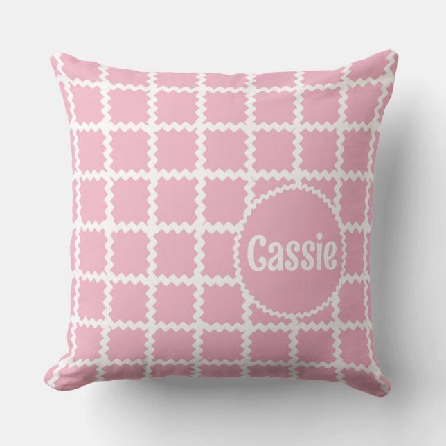 Coussin Ric rose Rac vérifier pour fille (Recto)