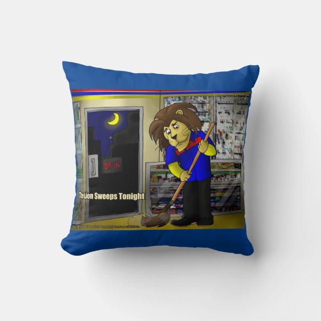 Coussin Rick London Drôle "Lion Balaye Ce Soir"  (Recto)