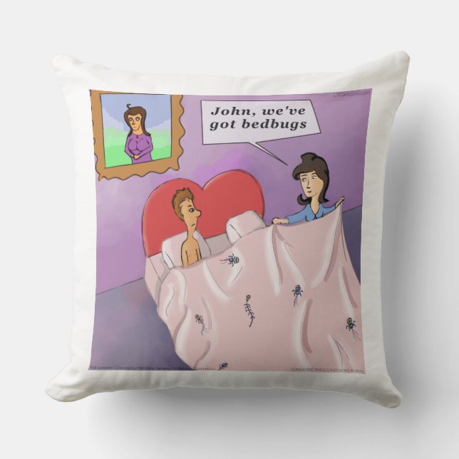 Coussin Rick London Drôles de Punaises de Lit Dessin Animé (Recto)