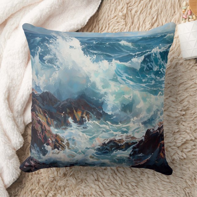 Coussin Ride the Wave – Ocean Vibes Coastal Decorative  (Couverture)