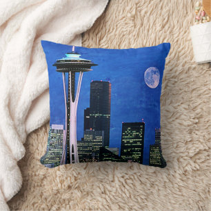 Coussin Rideau de douche Blue Seattle Skyline