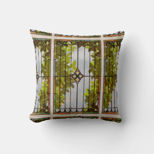 Coussin Rideau de fenêtre en verre coloré de jardin victor