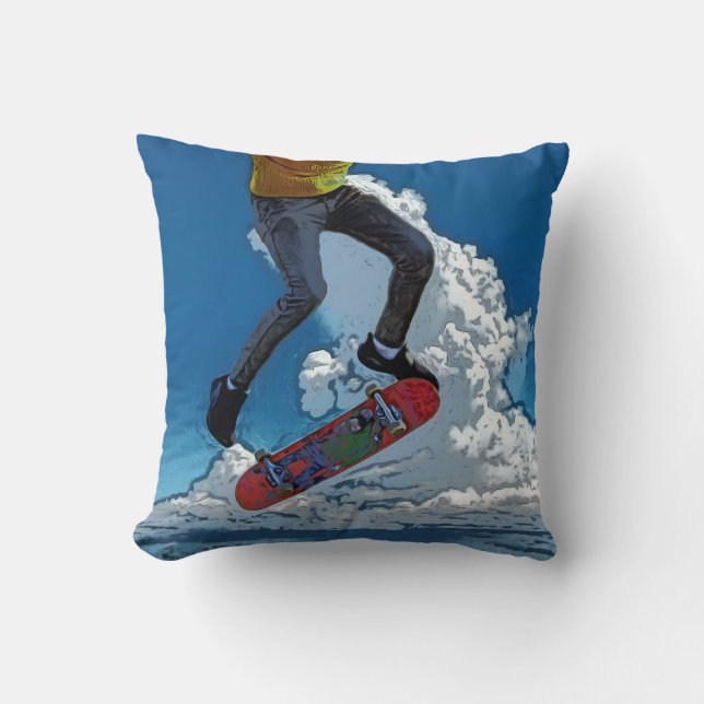 Coussin Riding the Wind - Poster de skateboarder Fleece Bl (Recto)