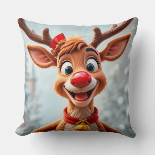 Coussin Rindeer de caricatures avec décoration de Noël