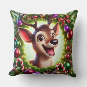 Coussin Rindeer de caricatures avec décoration de Noël