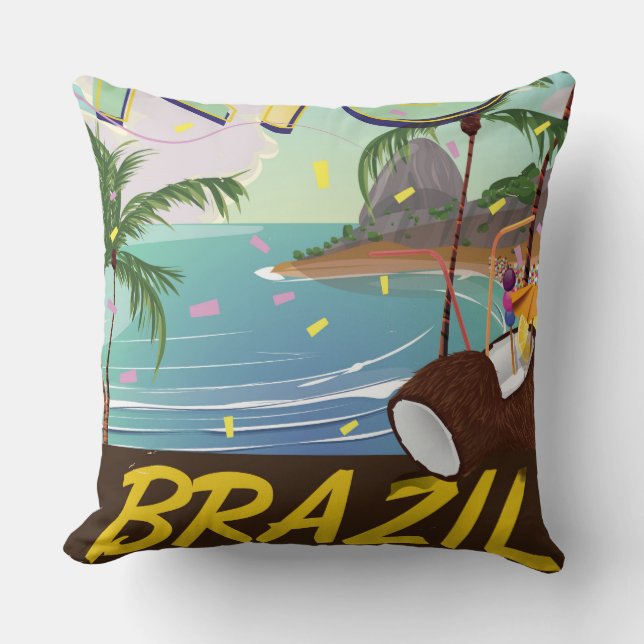 Coussin rio de janeiro Brésil impression de voyage rétro. (Recto)
