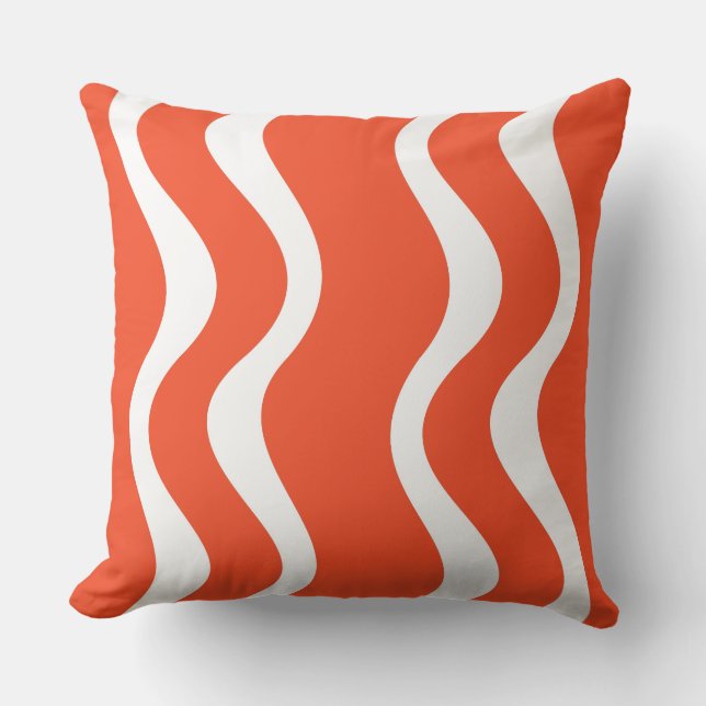 Coussin Ripple Motif blanc et orange - Jeter l'oreiller (Recto)