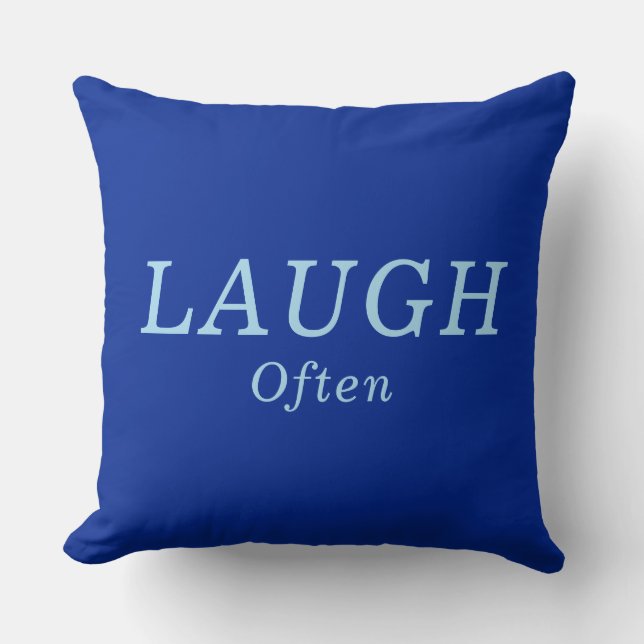 Coussin "RIRE Souvent" Cobalt & Blue Encouragement (Recto)