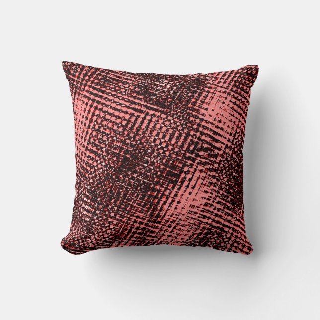 Coussin Risques croisés et taches dans la couleur pêche ou (Recto)