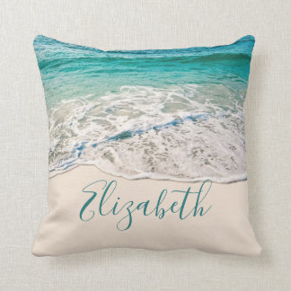 Coussin Rivage de plage d'océan pour ajouter votre nom