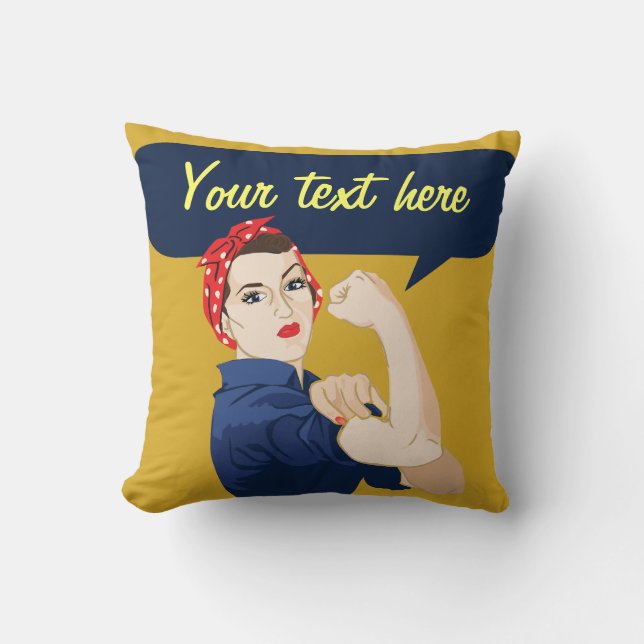 Coussin Riveter Rosie personnalisable (Recto)