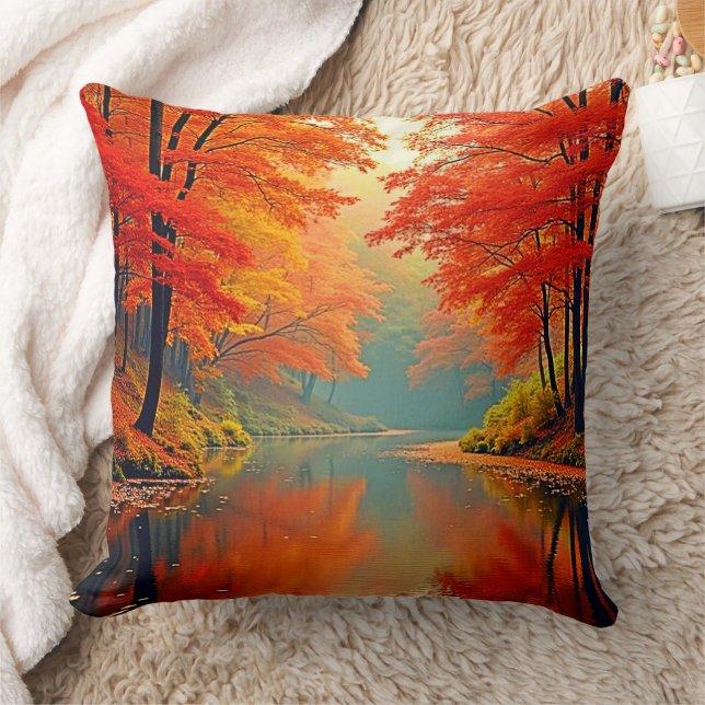 Coussin Rivière forestière d'automne (Couverture)
