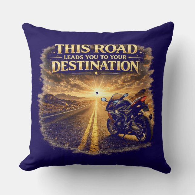 Coussin Road Leads to Your Destination Throw Pillow (Recto)