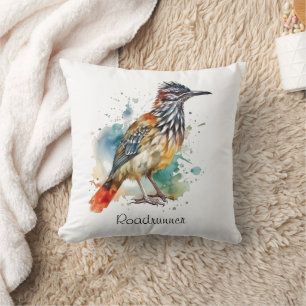 Coussin Roadrunner en aquarelle dynamique