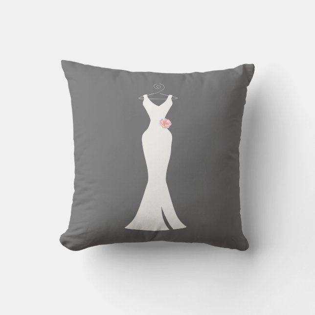 Coussin Robe blanche élégante sur gris - Conception simple (Recto)
