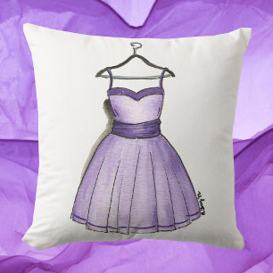 Coussin Robe de la soirée Prom violet rétro des années 195
